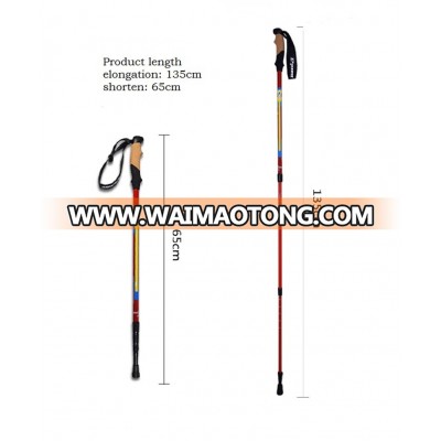 Ultralight Trekking Poles Cork Handle Alpenstock Telescoping Retractable Antishock Hiking Trail Walking Sticks